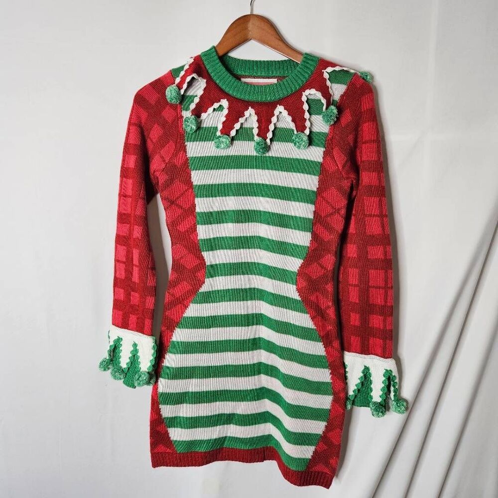 Tipsy Elves Ugly Sweater Elf Sweater Dress Size XS